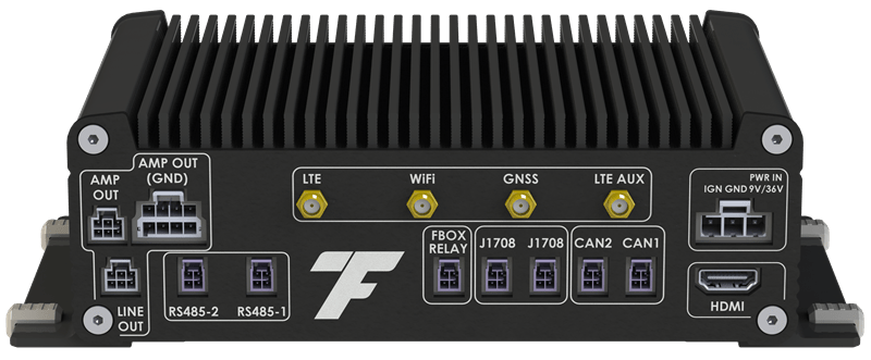 TransitFare TF4 Edge Gateway device for transit tracking, schedule adherence, CAD/AVL, and dispatch.